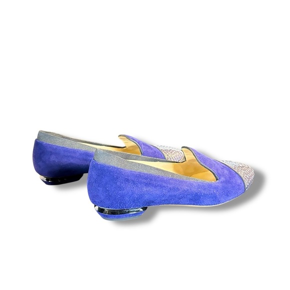 NWT Nicholas Kirkwood Blue Suede & Snakeskin Cap Toe Loafers Size 7 ASO Beatrice - Picture 12 of 16